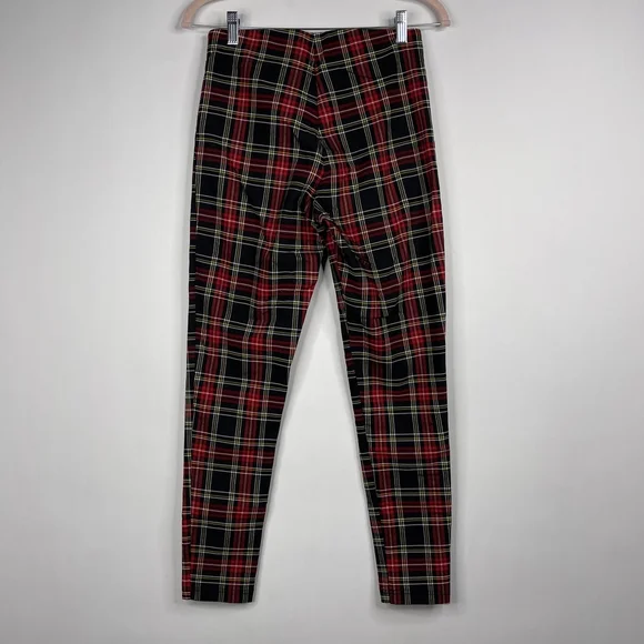2/$30 ZARA Tartan Plaid Zip-up Skinny Pants Ring Pull Medium Red Black #7310 - Picture 10 of 16